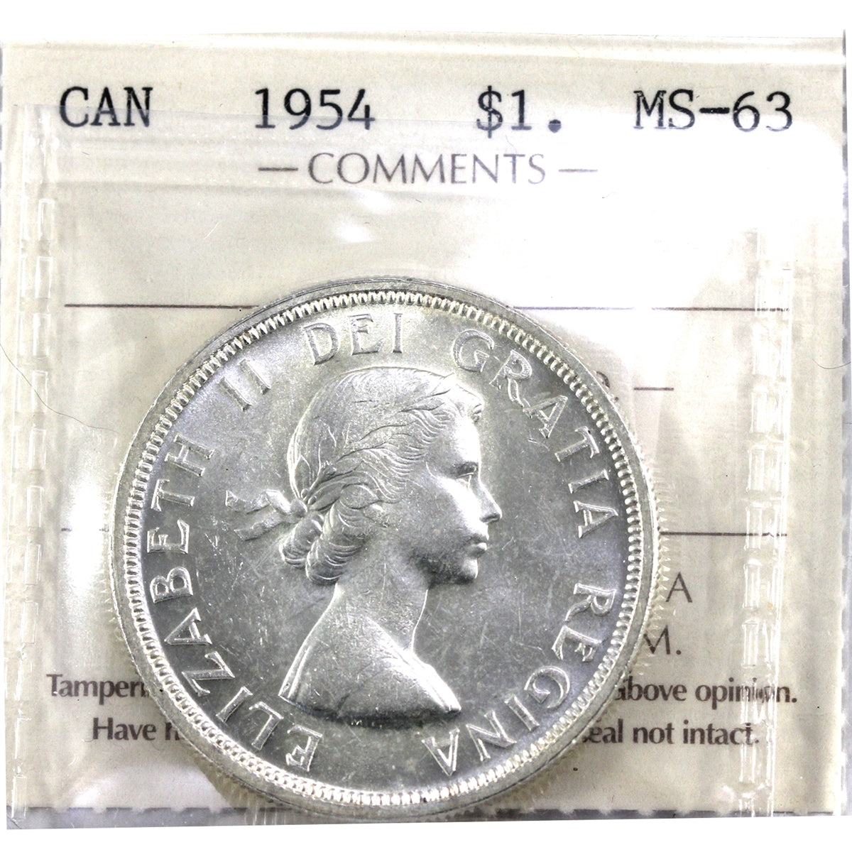 1954 Canada Dollar ICCS Certified MS63