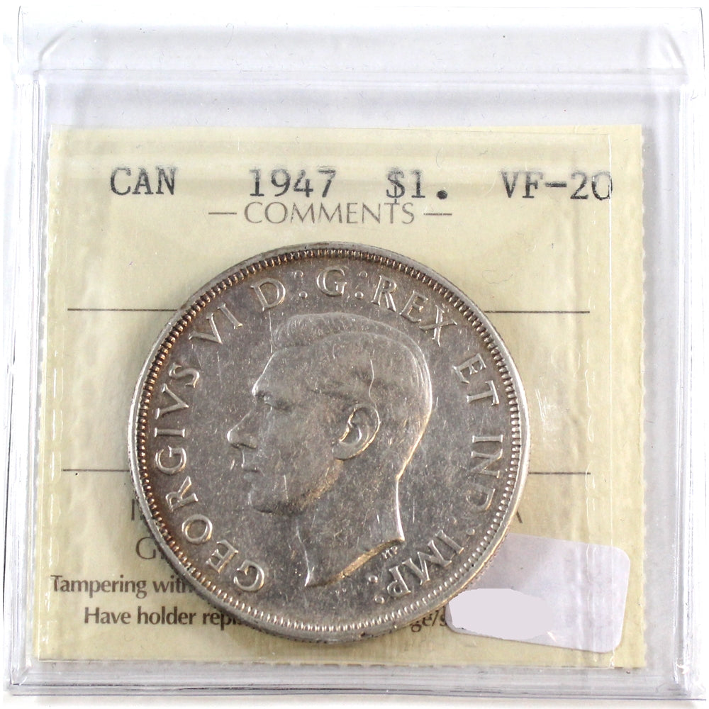 1947 Blunt 7 Canada Dollar ICCS Certified VF20