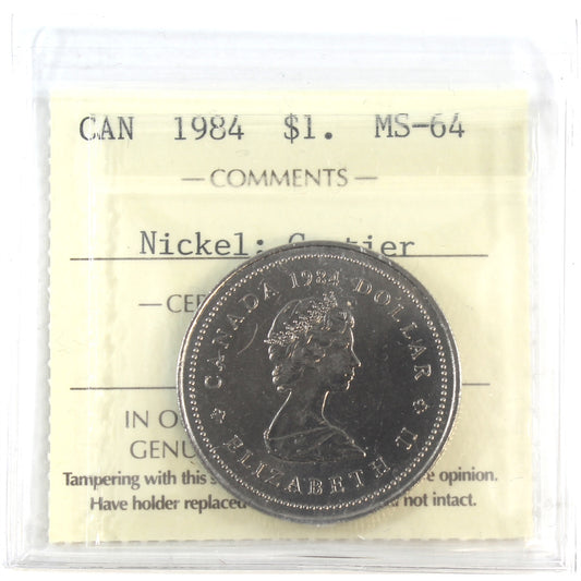 1984 Cartier Canada Nickel Dollar ICCS Certified MS64
