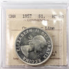 1957 1 WL Canada Dollar ICCS Certified MS60