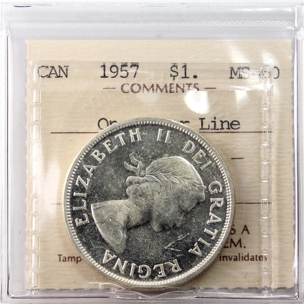 1957 1 WL Canada Dollar ICCS Certified MS60