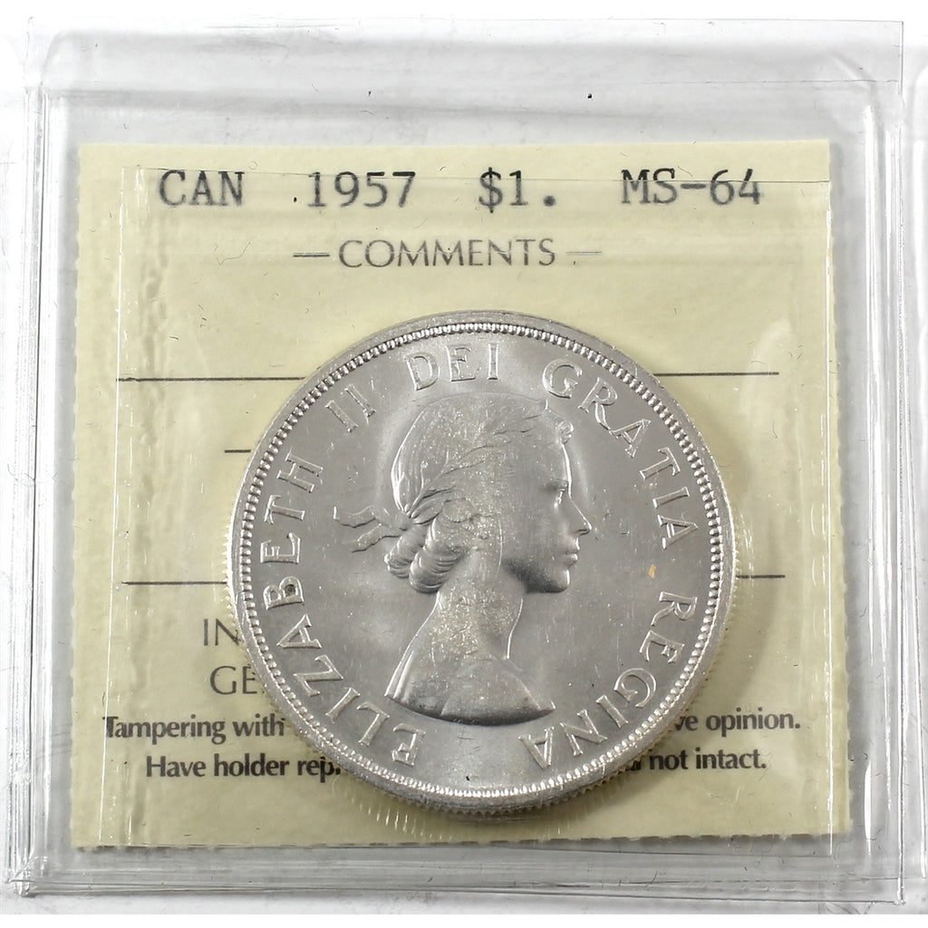 1957 Canada Dollar ICCS Certified MS64