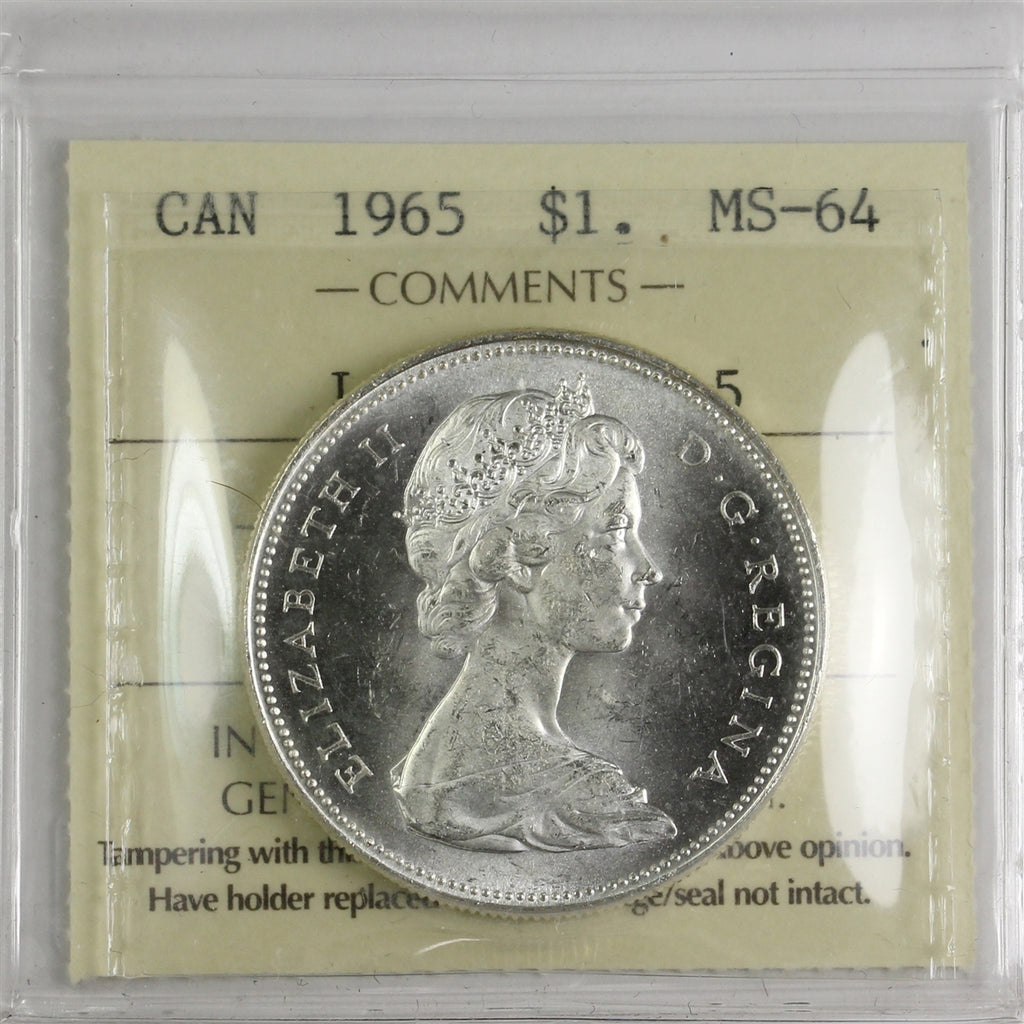 1965 Large Beads Blunt 5 (Type 3) Canada Dollar ICCS Certified MS64