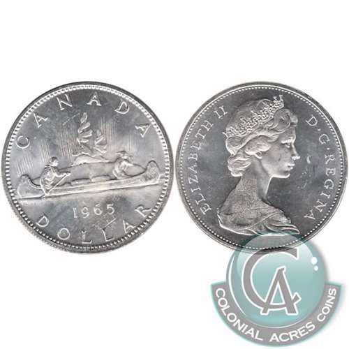 1965 Small Beads Ptd. 5 (Variety 1) Canada Dollar Brilliant Uncirculated (MS63)
