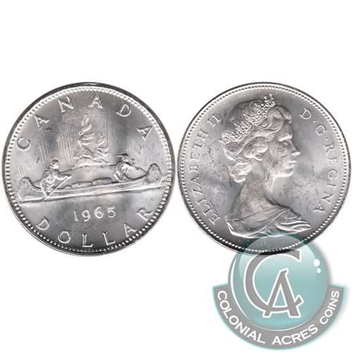 1965 Large Beads Blunt 5 (Variety 3) Canada Dollar Brilliant Uncirculated (MS63)