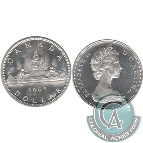 1965 Large Beads Ptd. 5 (Variety 4) Canada Dollar Brilliant Uncirculated (MS63)