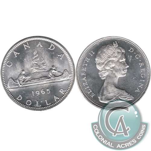 1965 Medium Beads Ptd. 5 (Variety 5) Canada Dollar Brilliant Uncirculated (MS63)