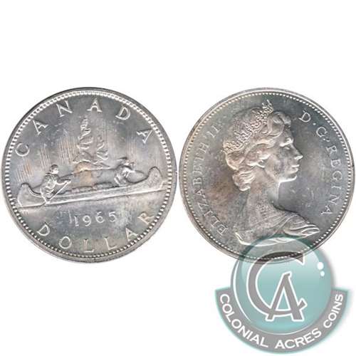 1965 Medium Beads Ptd. 5 (Variety 5) Canada Dollar Uncirculated (MS60)