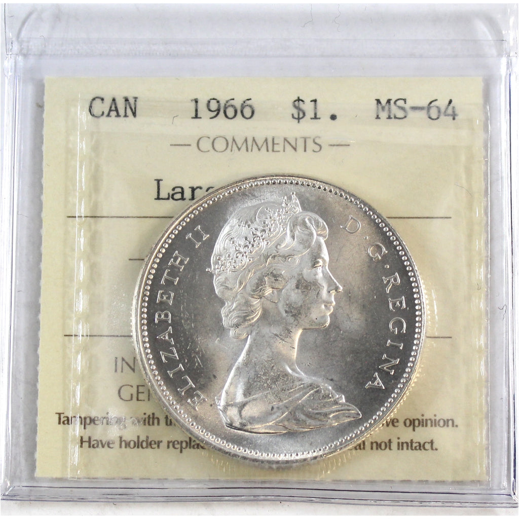 1966 Large Beads Canada Dollar ICCS Certified MS64