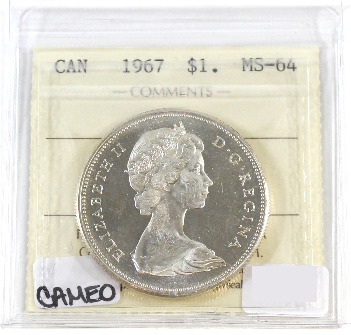 1967 Canada Dollar ICCS Certified MS64 Cameo
