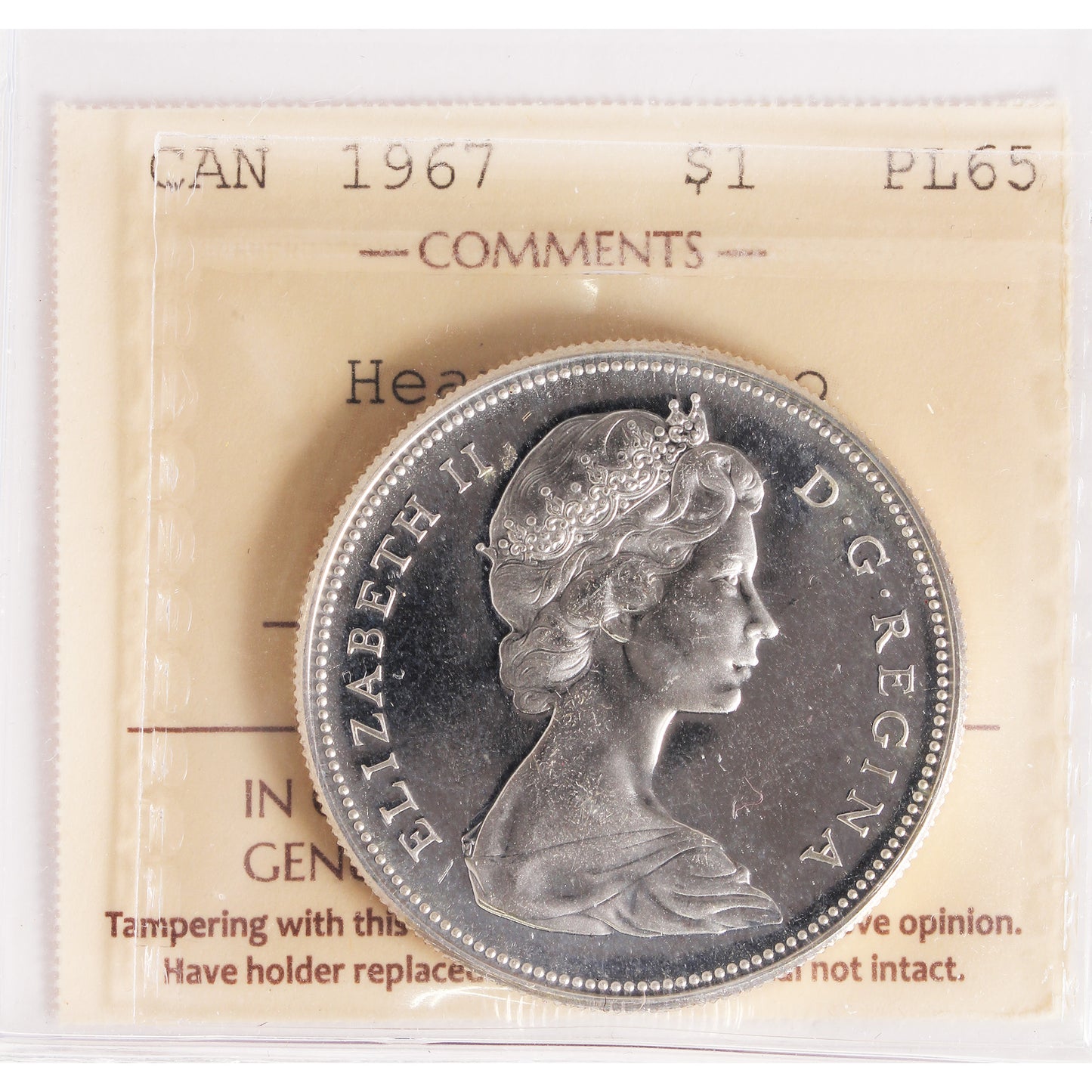 1967 Canada Dollar ICCS Certified PL65 Heavy Cameo