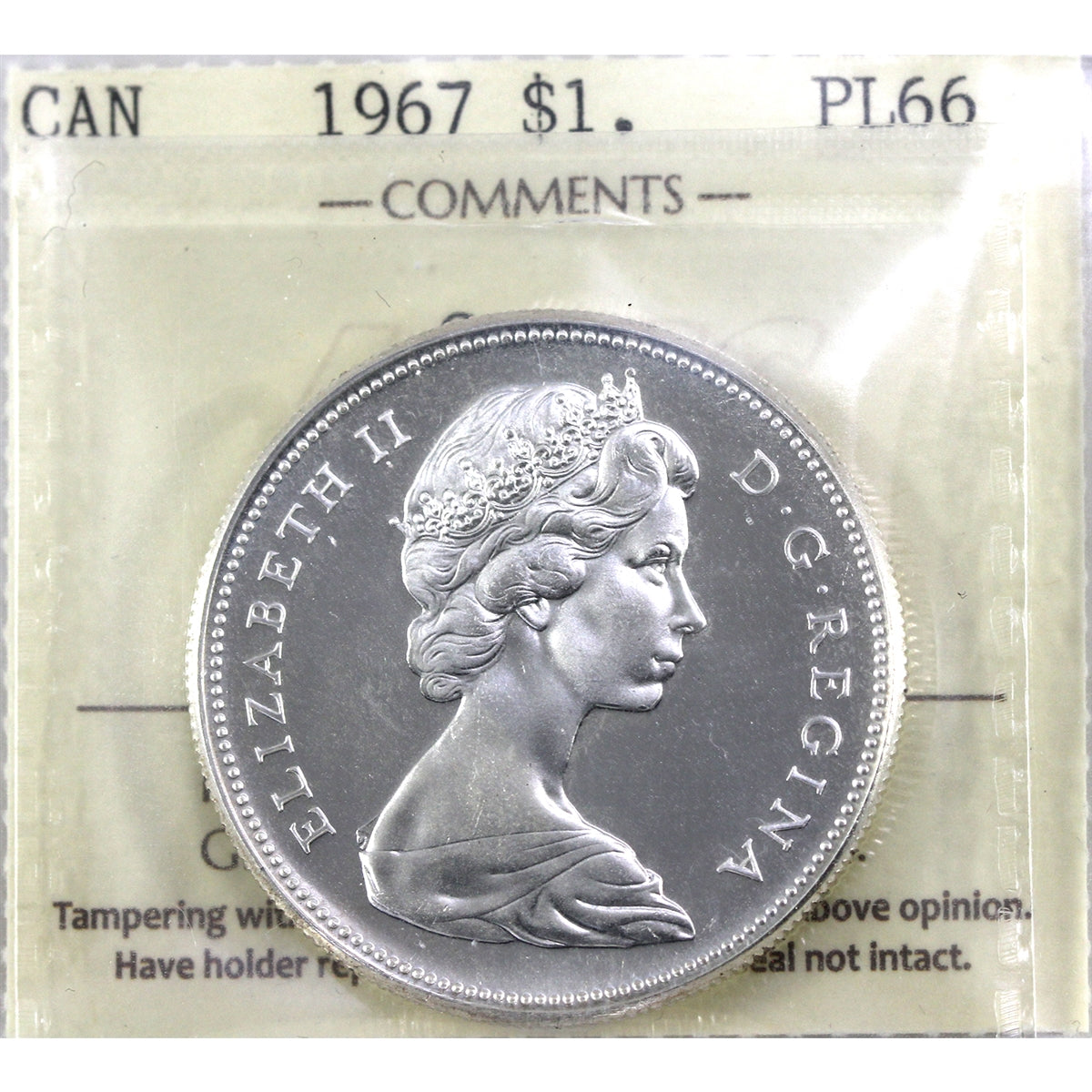 1967 Canada Dollar ICCS Certified PL66 Cameo