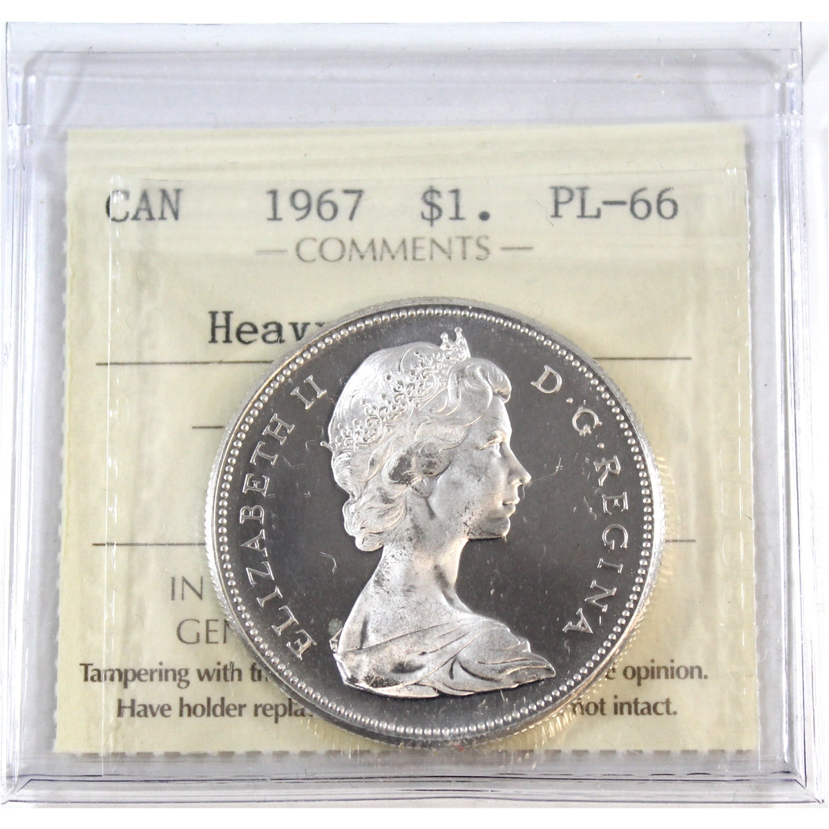 1967 Canada Dollar ICCS Certified PL66 Heavy Cameo