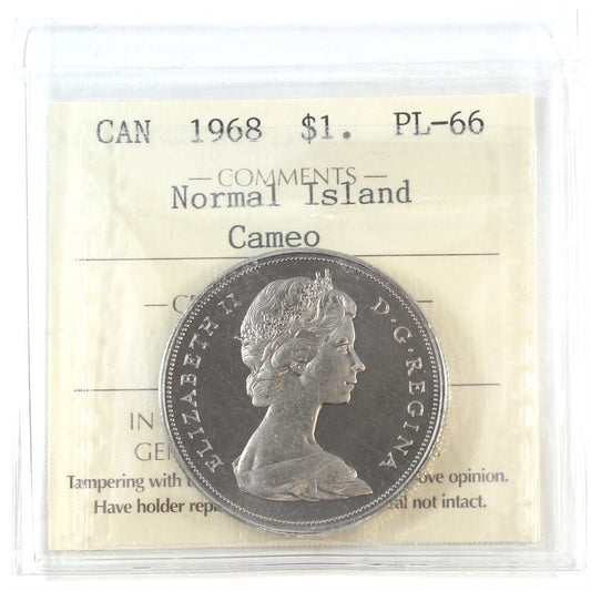 1968 Normal Island Canada Dollar ICCS Certified PL66 Cameo