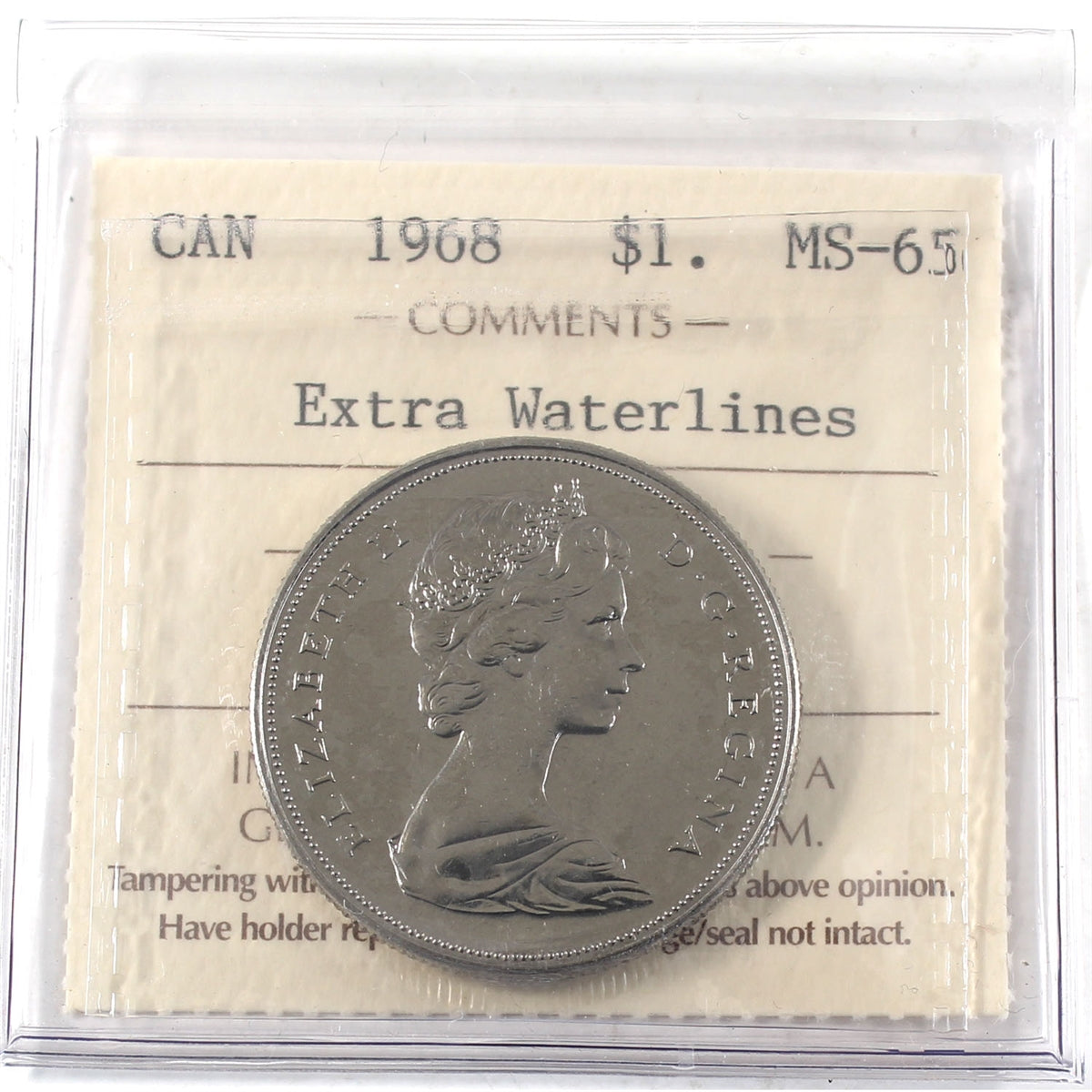 1968 Extra Waterlines (DHL #1) Canada Dollar ICCS Certified MS65