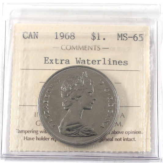 1968 Extra Waterlines (DHL #1) Canada Dollar ICCS Certified MS65