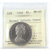 1968 Normal Island Canada Dollar ICCS Certified MS65 Cameo