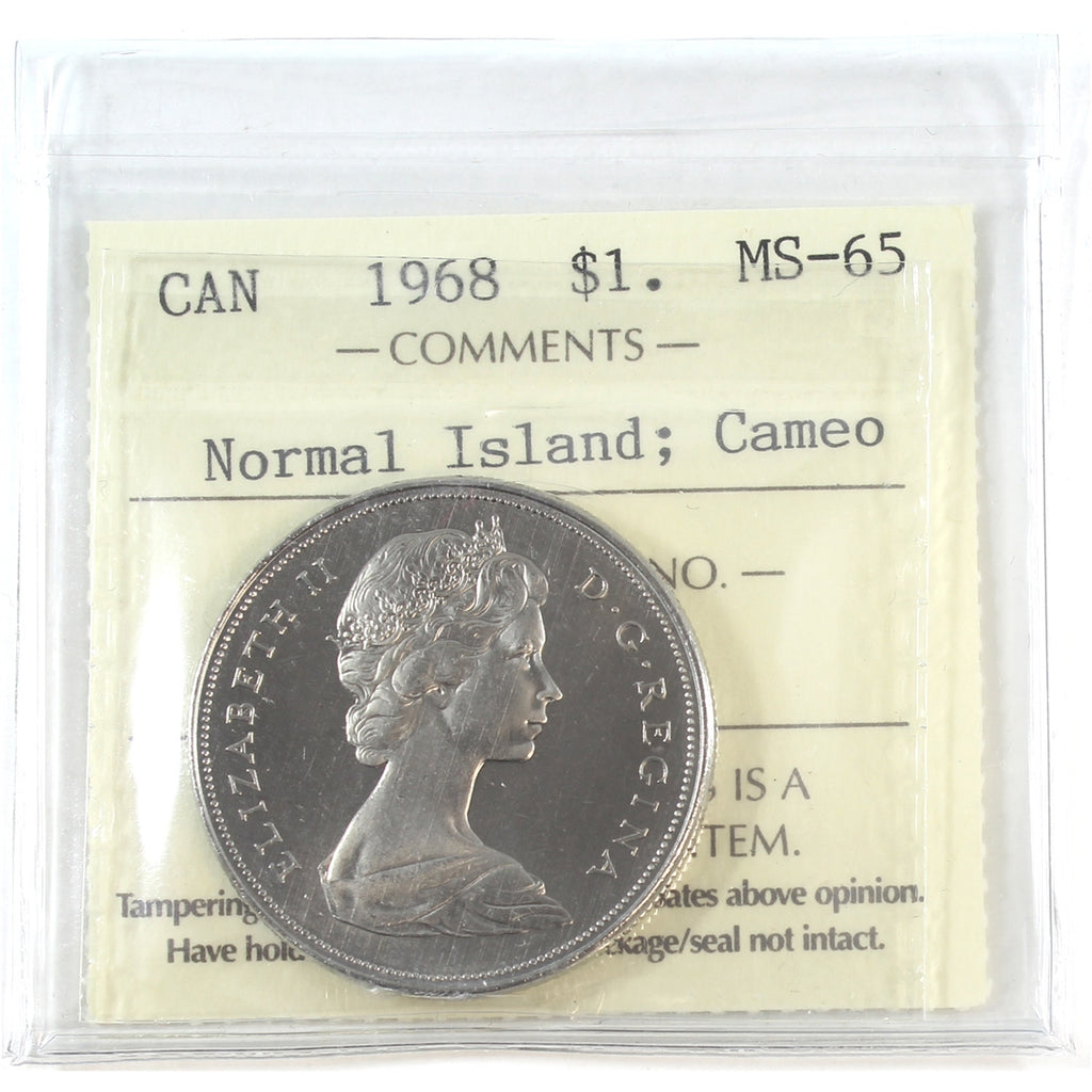1968 Normal Island Canada Dollar ICCS Certified MS65 Cameo