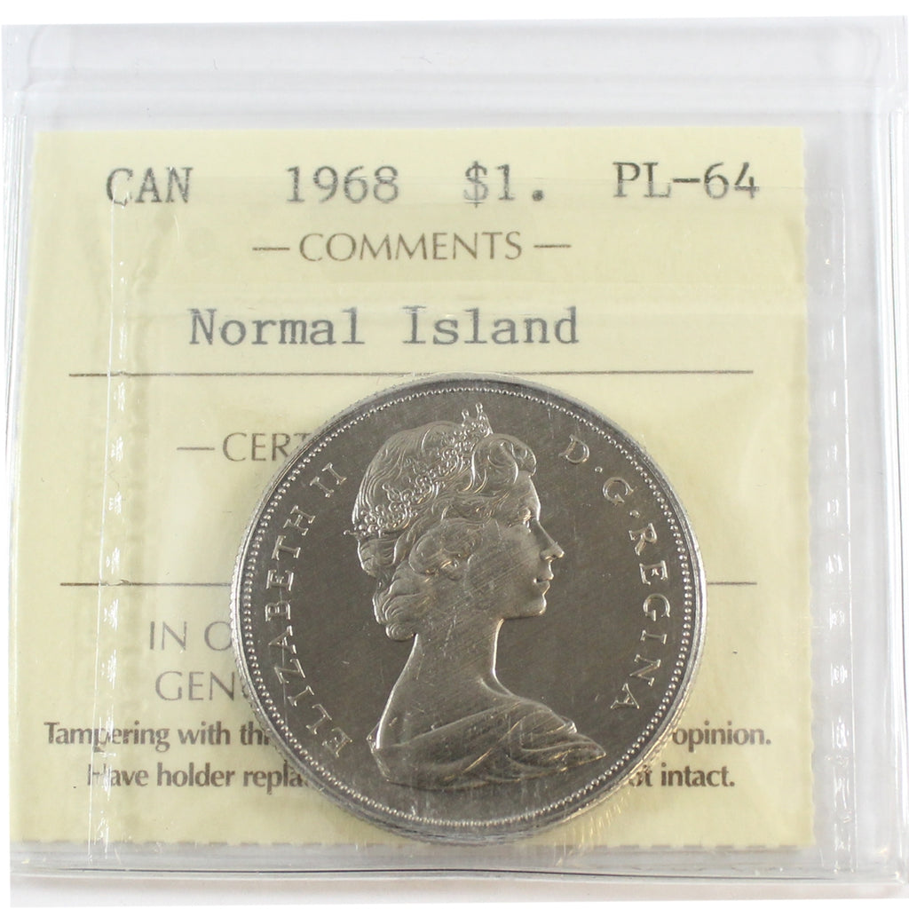 1968 Normal Island Canada Dollar ICCS Certified PL64