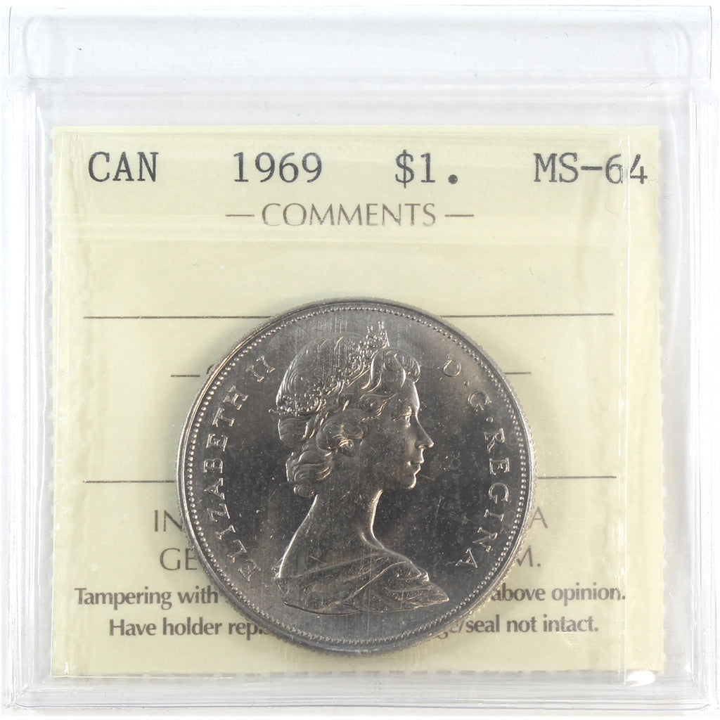 1969 Canada Nickel Dollar ICCS Certified MS64