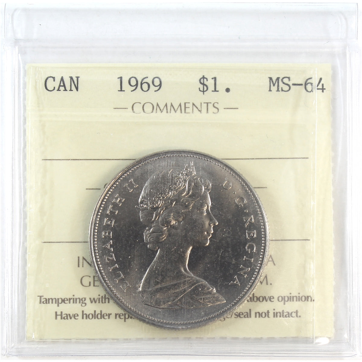 1969 Canada Nickel Dollar ICCS Certified MS64