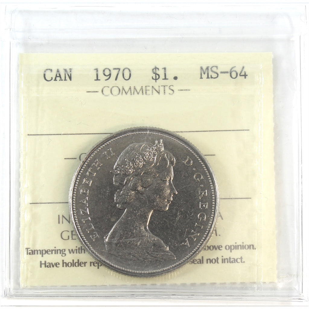 1970 Canada Nickel Dollar ICCS Certified MS64
