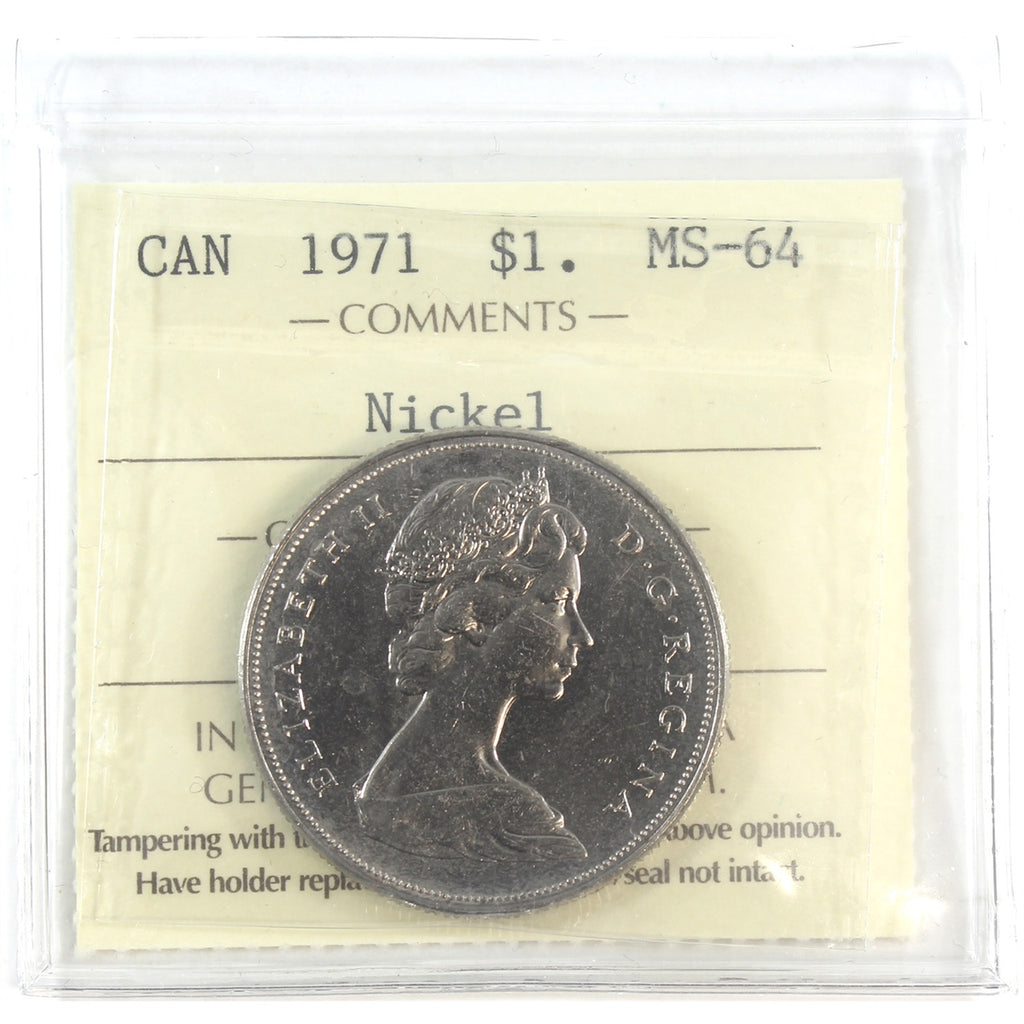 1971 Canada Nickel Dollar ICCS Certified MS64