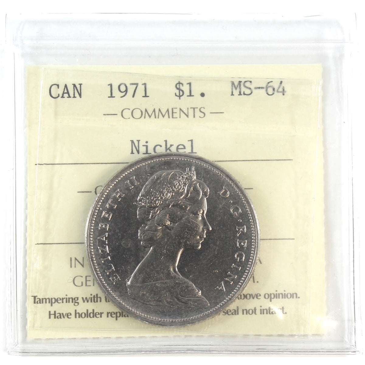 1971 Canada Nickel Dollar ICCS Certified MS64