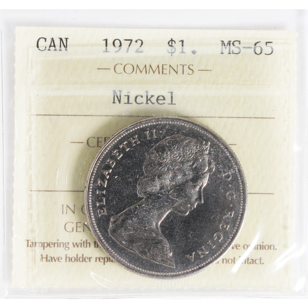 1972 Canada Nickel Dollar ICCS Certified MS65