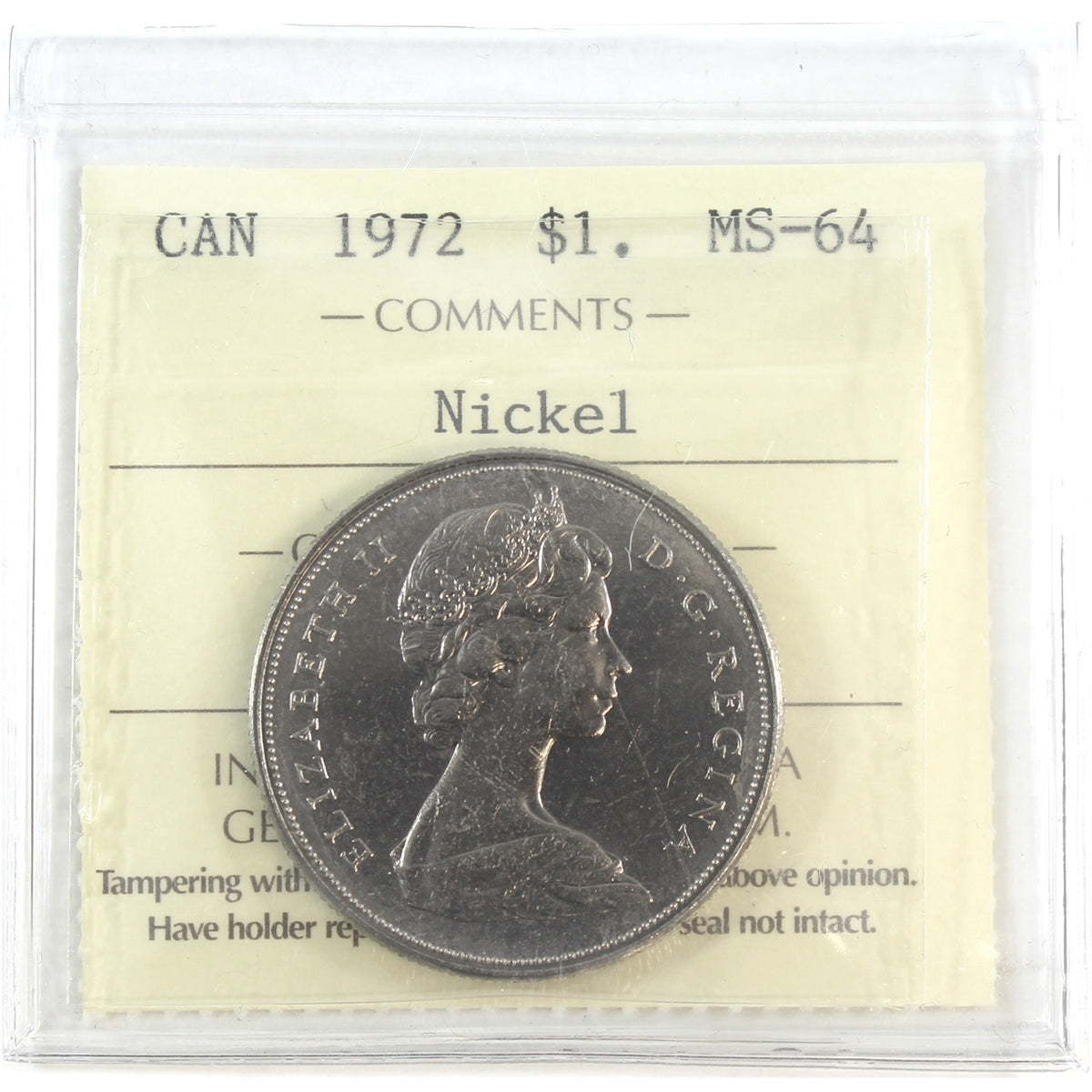 1972 Canada Nickel Dollar ICCS Certified MS64