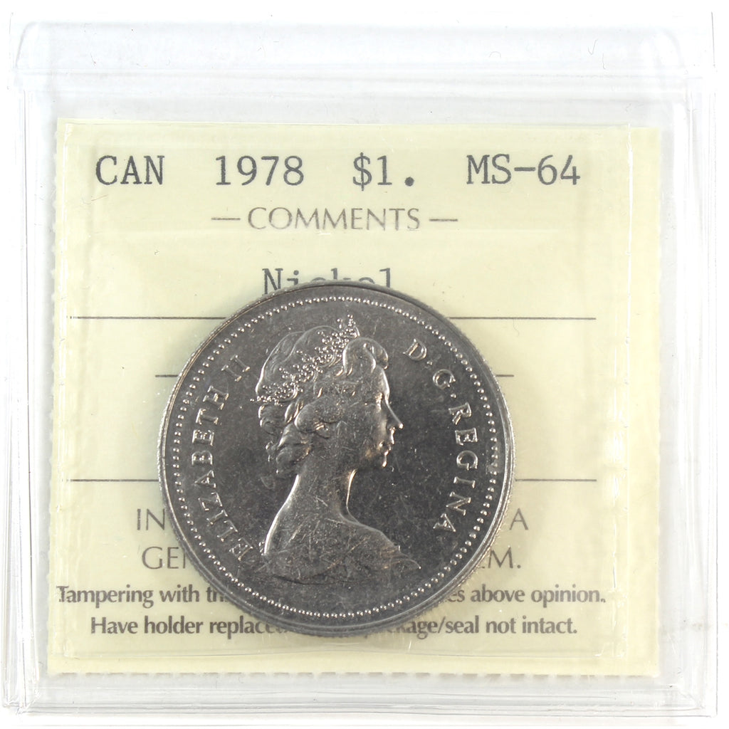 1978 Canada Nickel Dollar ICCS Certified MS64