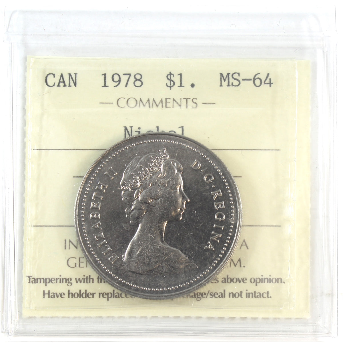1978 Canada Nickel Dollar ICCS Certified MS64