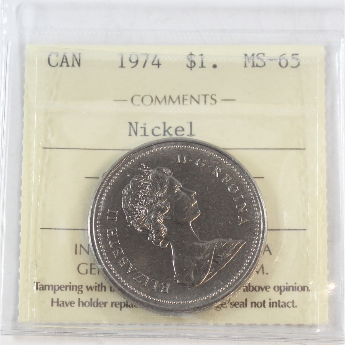 1974 Canada Nickel Dollar ICCS Certified MS65