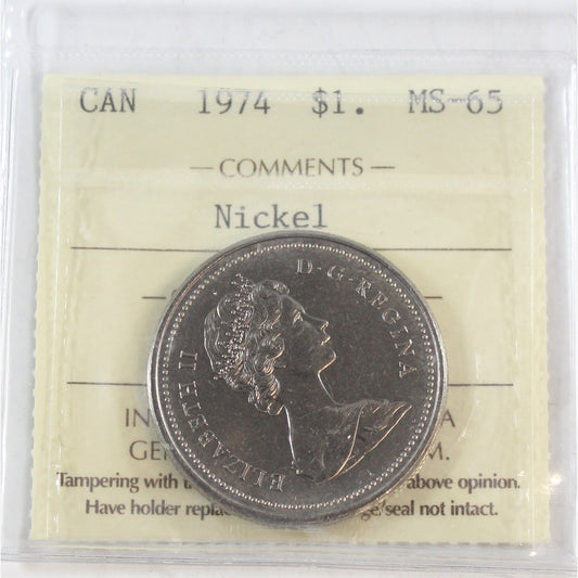 1974 Canada Nickel Dollar ICCS Certified MS65