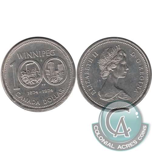1974 Canada VCR 15 Nickel Dollar Almost Uncirculated (AU50)