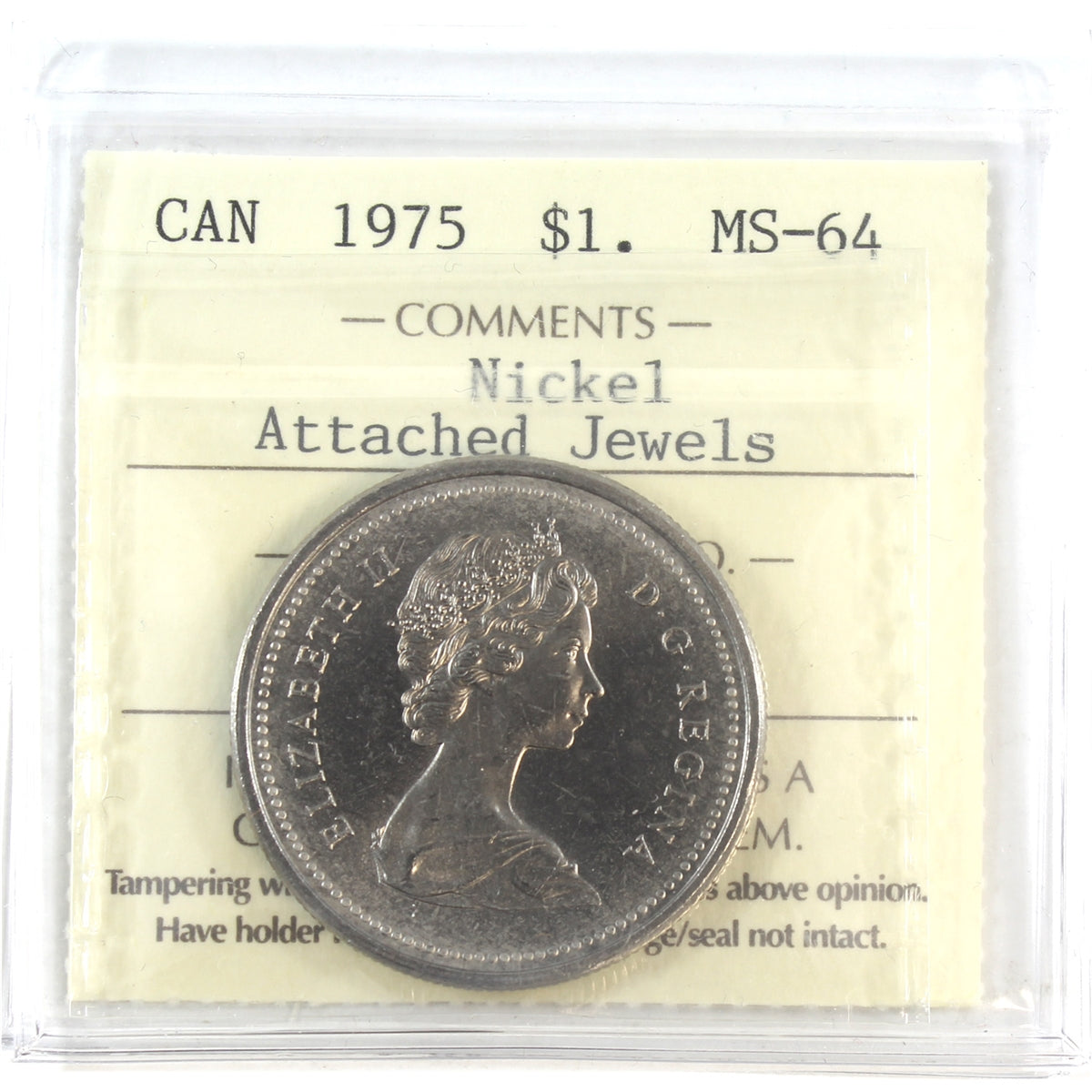 1975 Attached Jewels Canada Nickel Dollar ICCS Certified MS64