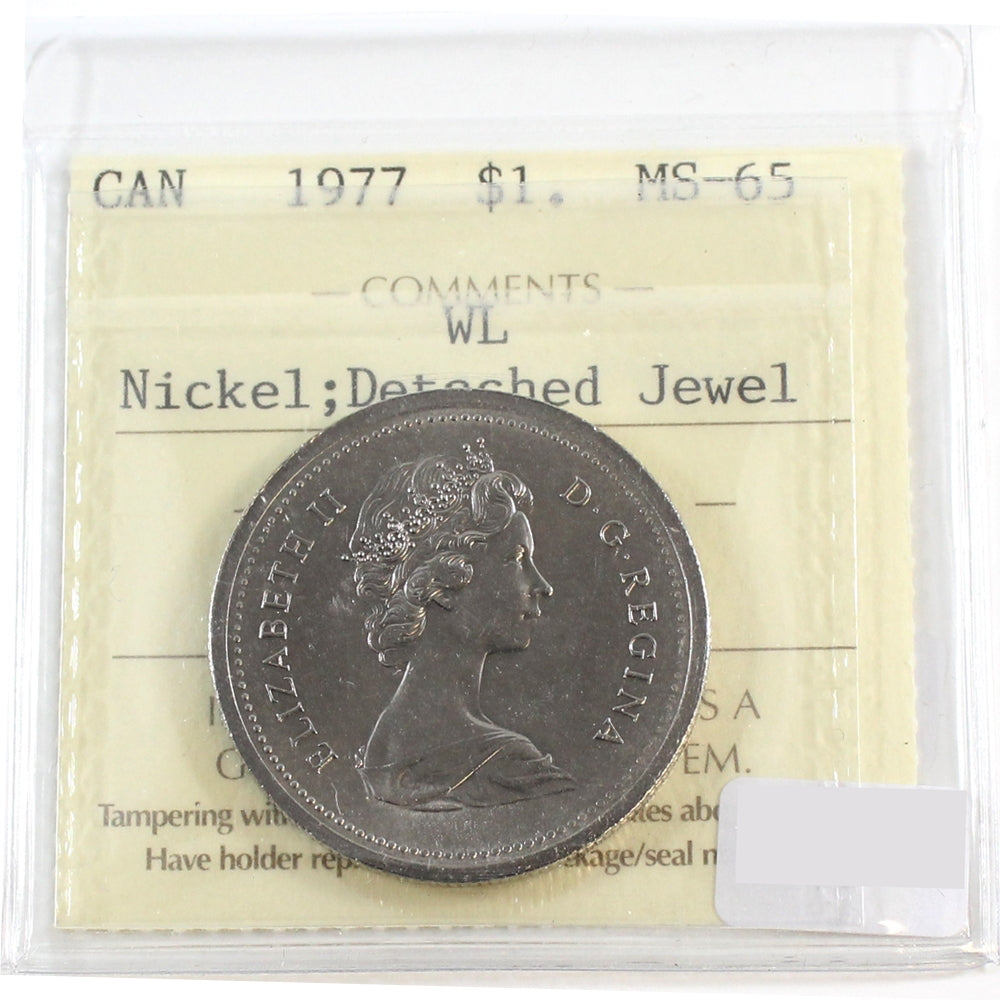 1977 WL, Detached Jewel Canada Nickel Dollar ICCS Certified MS65