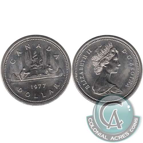 1977 Var. 1 Att. Jewel SWL Canada Nickel Dollar Brilliant UNC. (MS63)