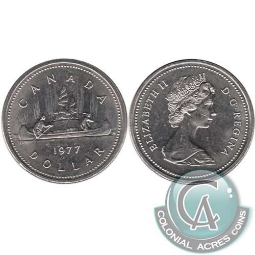 1977 Var. 1 Att. Jewel SWL Canada Nickel Dollar Uncirculated (MS60)