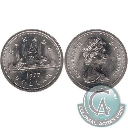 1977 Var. 2 Det. Jewel LWL Canada Nickel Dollar AU-UNC (AU55)