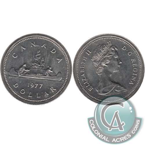 1977 Var. 2 Det. Jewel LWL Canada Nickel Dollar Brilliant UNC. (MS63)