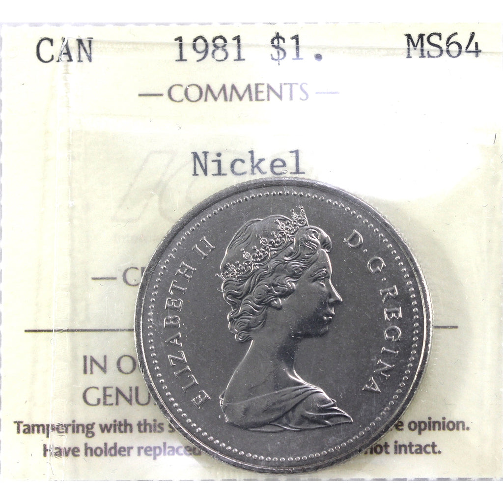 1981 Canada Nickel Dollar ICCS Certified MS64