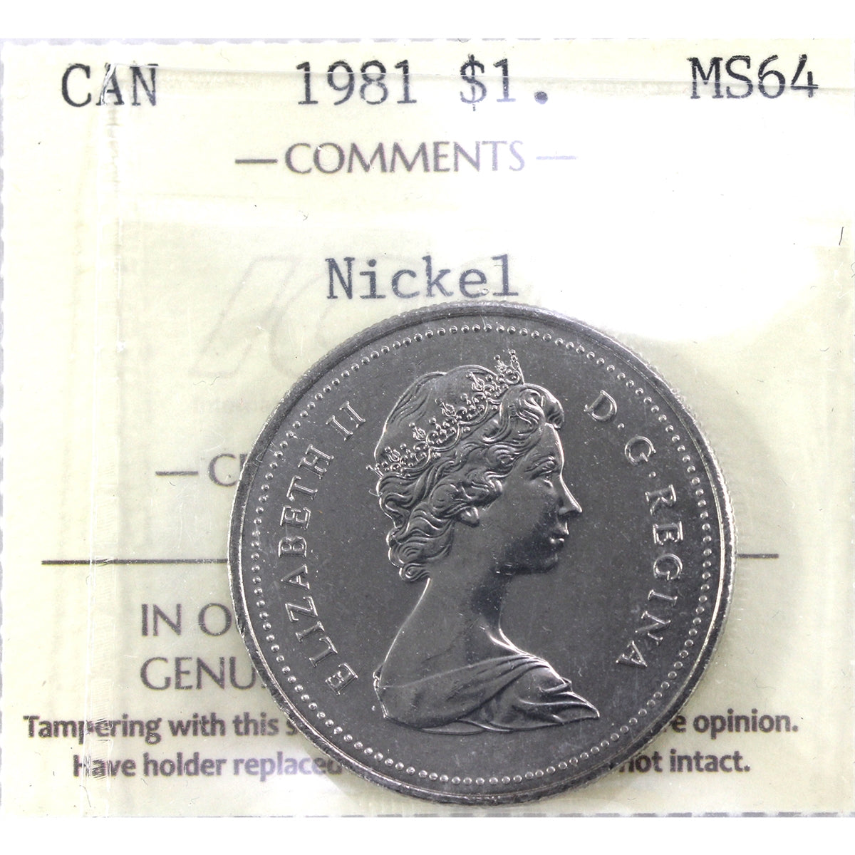 1981 Canada Nickel Dollar ICCS Certified MS64