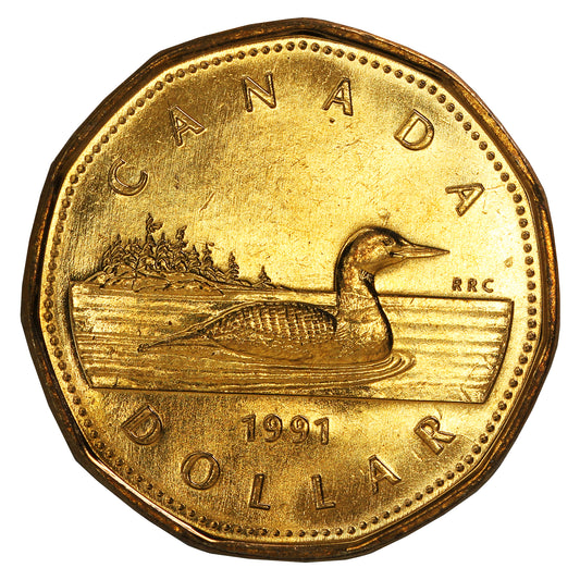 1991 Canada Loon Dollar Brilliant Uncirculated (MS63)