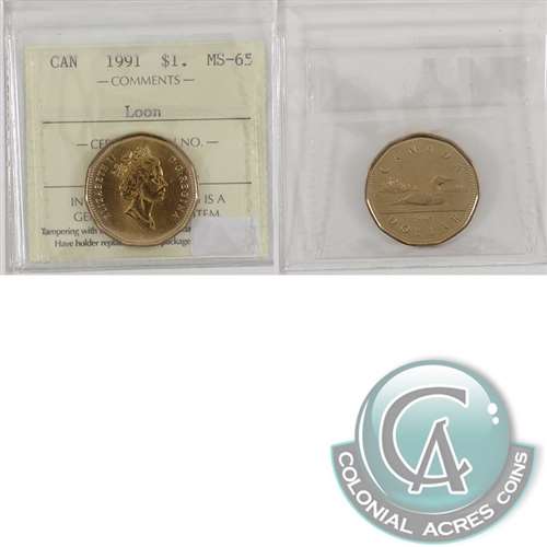 1991 Canada Loon Dollar ICCS Certified MS65