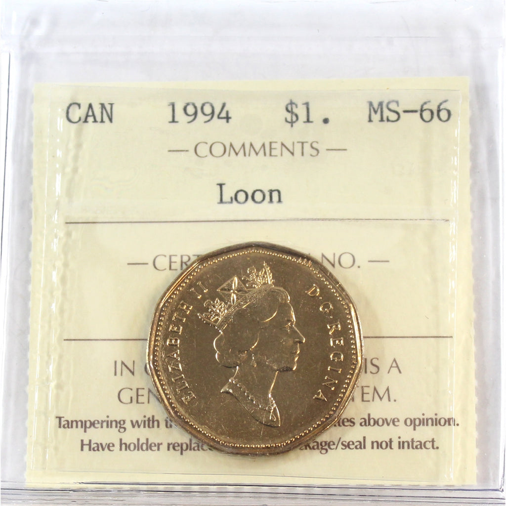 1994 Canada Loon Dollar ICCS Certified MS66