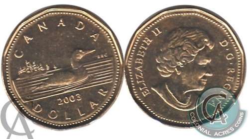2003 Canada New Effigy Loon Dollar Brilliant Uncirculated (MS63)