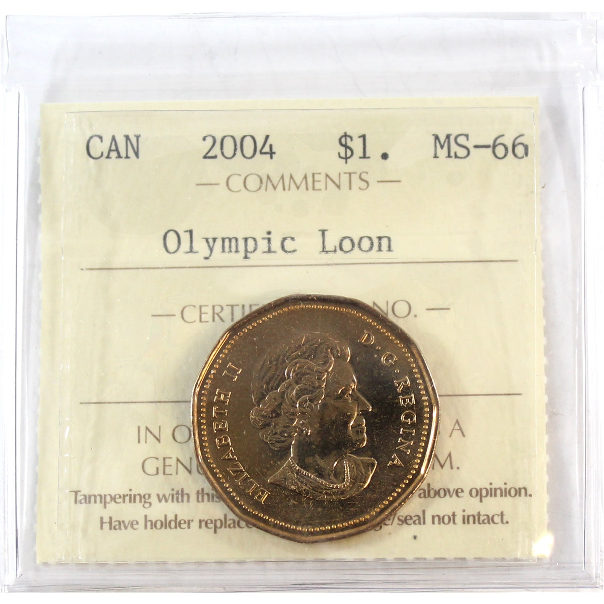 2004 Olympic Loon Canada Dollar ICCS Certified MS66
