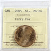 2005 Terry Fox Canada Dollar ICCS Certified MS66