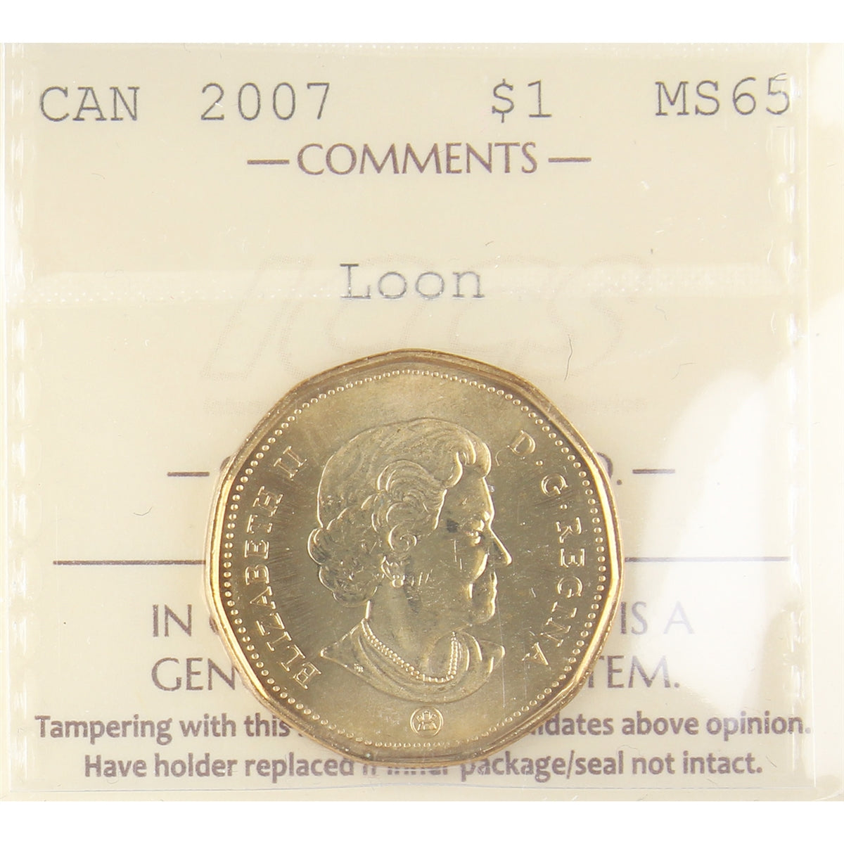 2007 Canada Loon Dollar ICCS Certified MS65